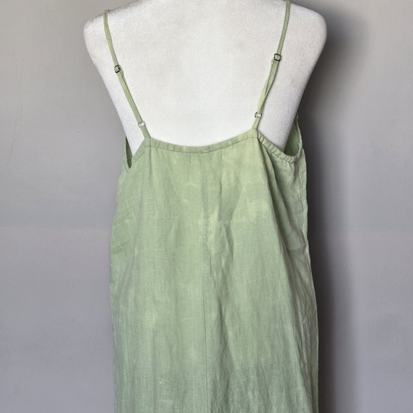 Dolma 100% Linen Light Green Midi Slip Dress Resort Vacation Beachy Tie-Dye S - Picture 9 of 13